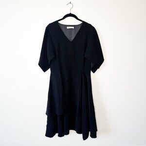 ADEAM Flutter Sleeve Crepe Dress In Black Side Pockets Size 6